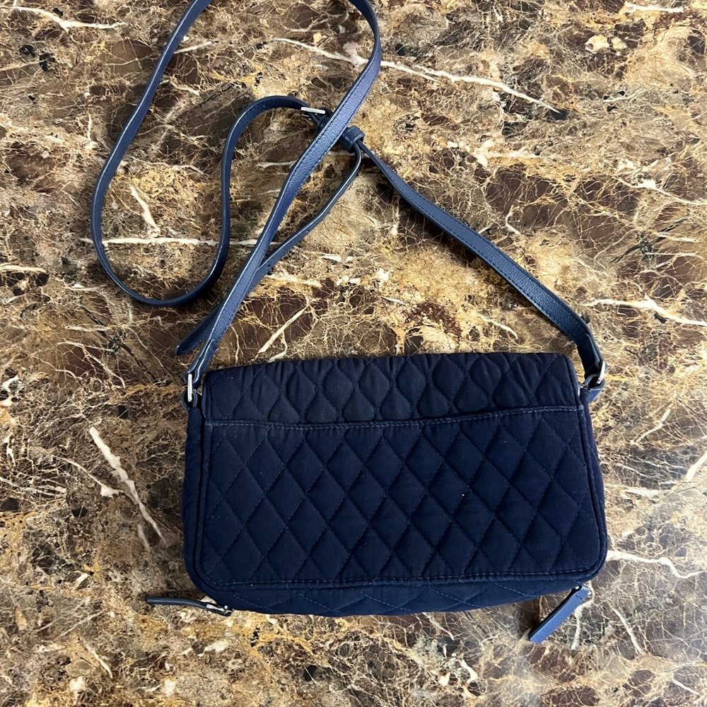 Vera Bradley Quilted Navy Crossbody Bag with Silver Turn-Lock - Picture 3 of 9